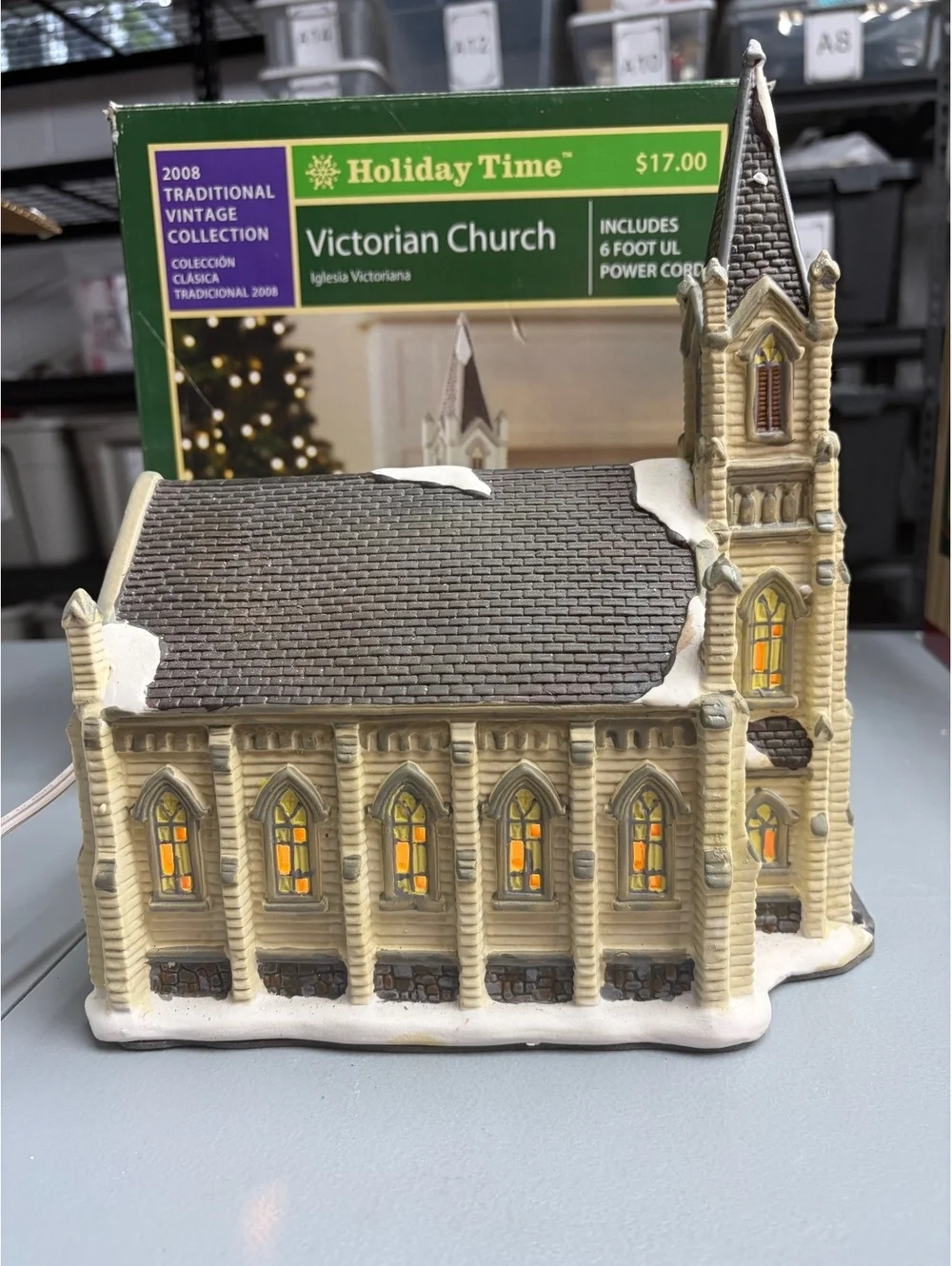 Holiday Time Victorian Church Tradional Collection Lighted Boxed & Cord 2009